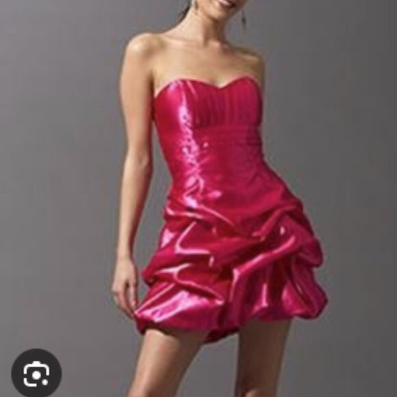 Vintage Jessica McClintock Gunne Sax Satin Pink Mini Dress Size 5 - Picture 1 of 5